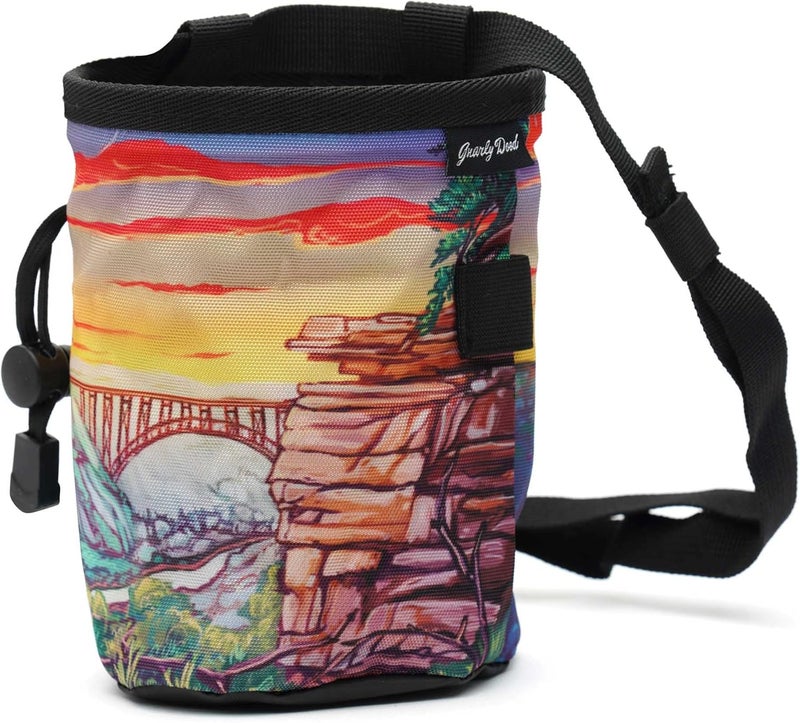 Gnarly Dood Rock Climbing Chalk Bag | for Outdoor, Gym, & Bouldering | Adjustable Waist Belt, Durable Drawstring Closure, & Zippered Pocket - Image 1